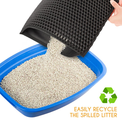 Cat Litter Mat Large, Double Layer Urine Waterproof Trapper Mat, Non-Slip,24X30 In, Black