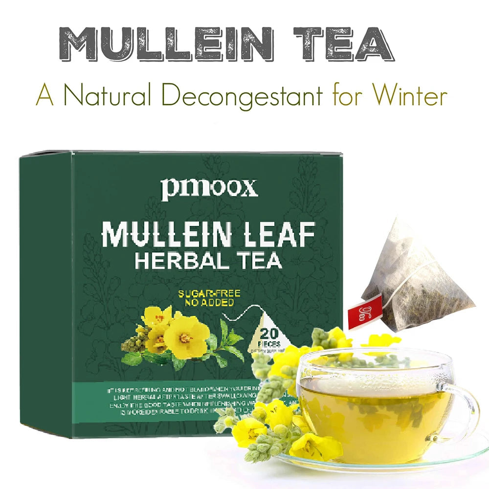 Betterlungs Mullein Tea Bags for Lung Detox - Respiratory Support with Thyme, Elderberry, Ginseng, Ginger, Caffeine Free, 15 Bag
