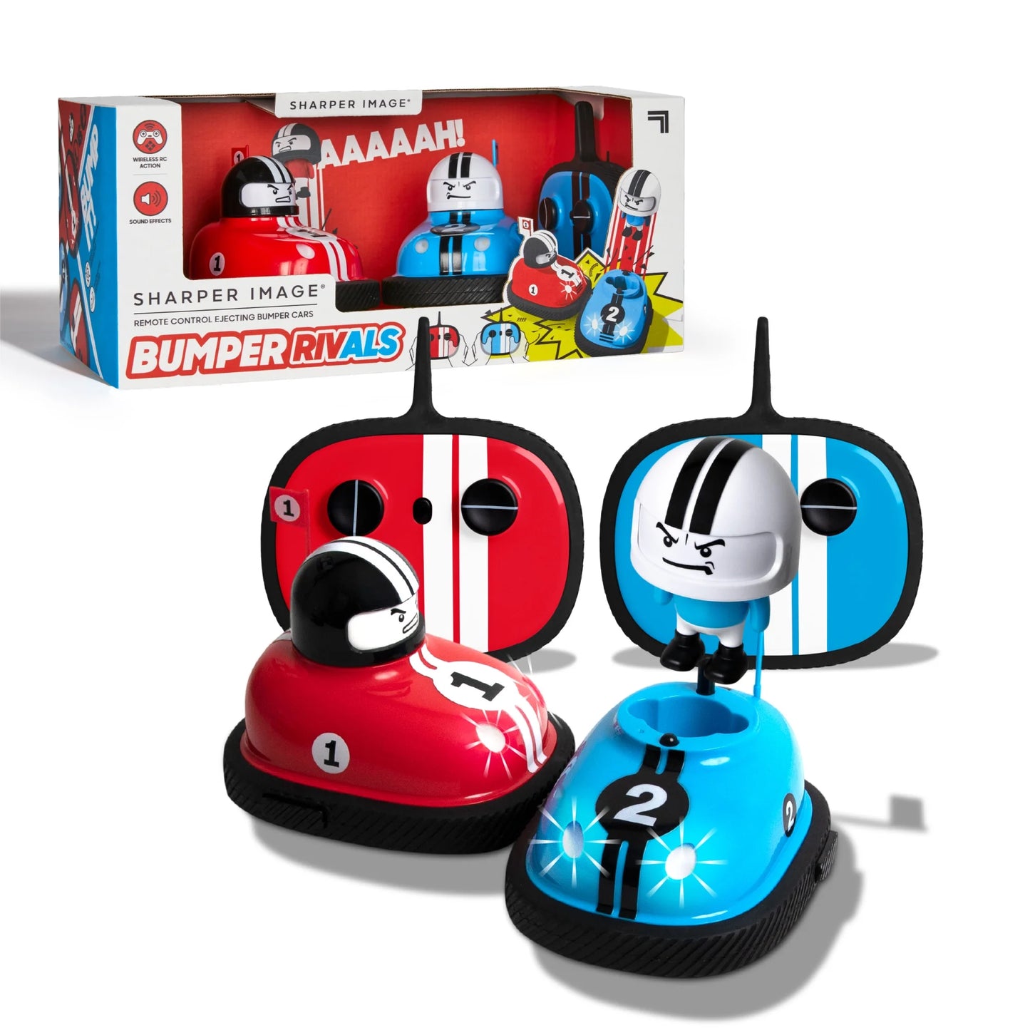® Toy RC Remote Control Ejecting Bumper Rivals with Includes Wireless Remote Control and Sound Effects, 6-Pieces, Red and Blue, Age 8+
