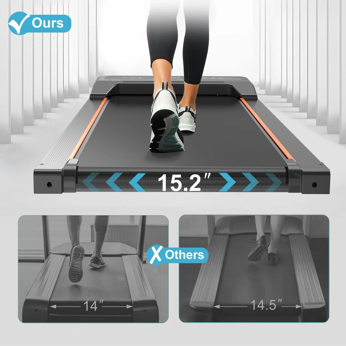 under Desk Treadmill - Walking Pad with LED Display and Remote Control, Portable Treadmill for Home and Office, 2.5HP, 265LBS Capacity